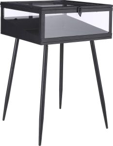 Mica Decorations Glenn Bijzettafel L38 x B40 5 x H58 cm Metaal Glas Zwart
