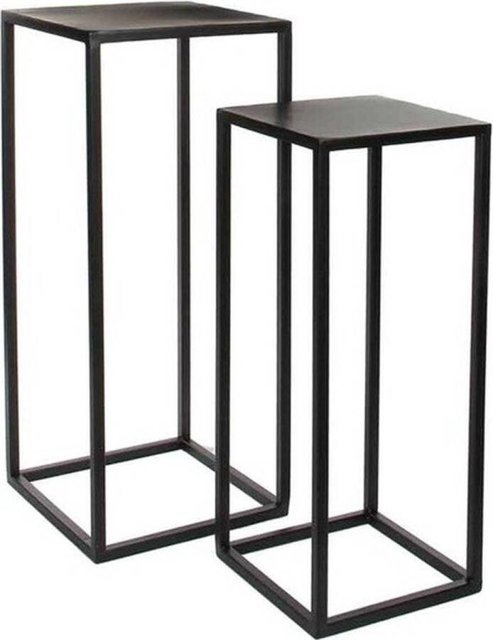 Mica Decorations Goa Bijzettafel Set van 2 L30 x B30 x H70 cm Metaal Zwart