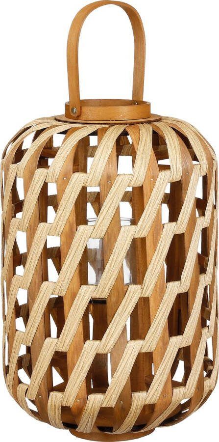 Mica Decorations Helios Windlicht H49 x Ø31 cm Gerecycled Polyester Bruin