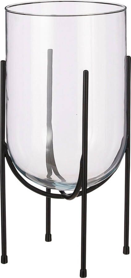 Mica Decorations Bloemenvaas Jamey metalen standaard transparant 40 x 21 cm bloemenvaas Vazen