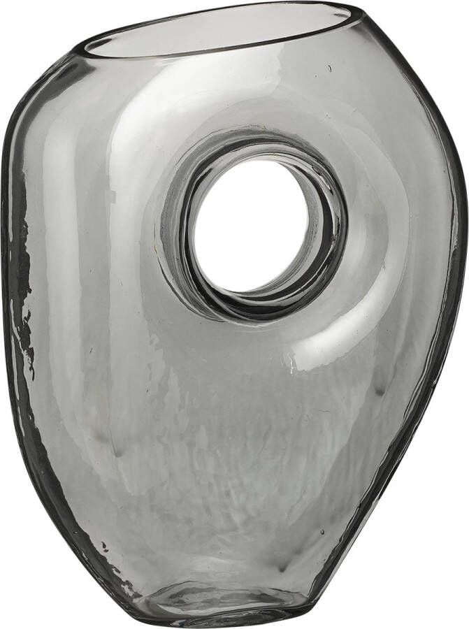 Mica Decorations Bloemenvaas Jay grijs transparant glas 18 x 7 5 x 22 cm decoratieve vaas Vazen