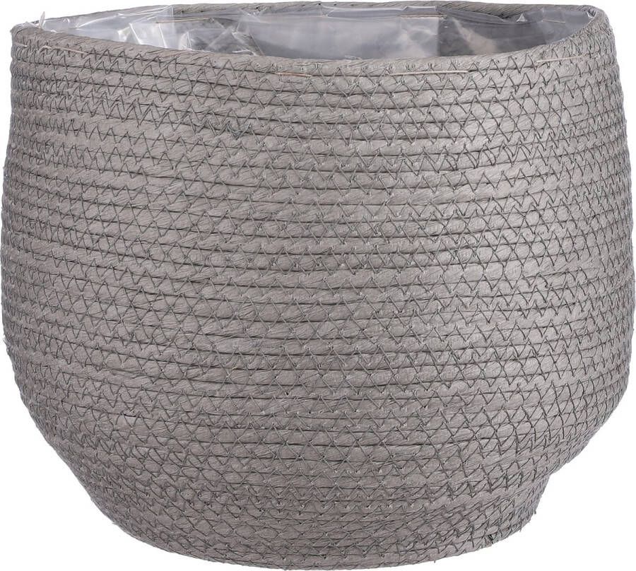Mica Decorations Naturel Grijs Rotan Planten Pot Mand Van Gedraaid Jute riet H24 En D26 Cm Plantenpotten