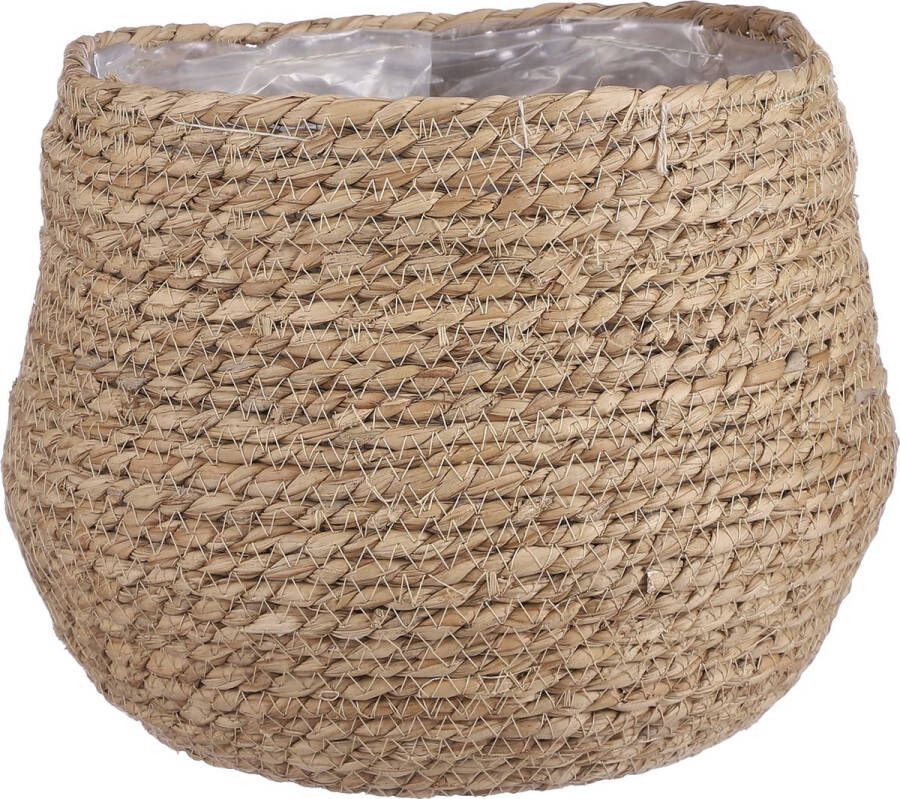 Mica Decorations Naturel Beige Rotan Planten Pot Mand Van Gedraaid Jute riet H24 En D26 Cm Plantenpotten