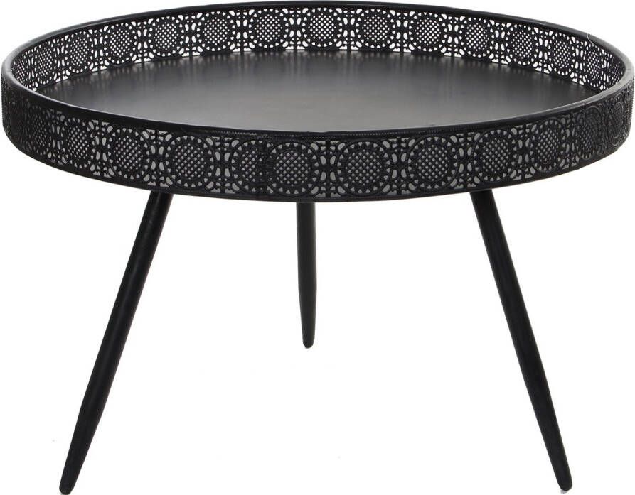 Mica Decorations Bijzettafel rond metaal zwart 70 x 45 cm Bijzettafels