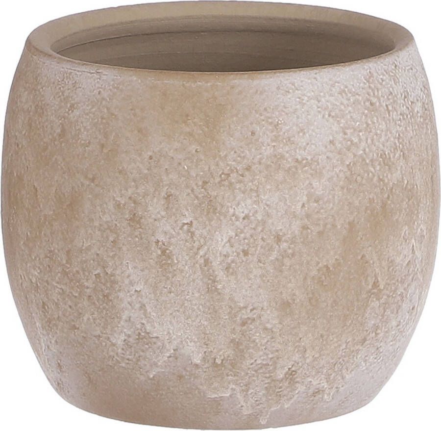 Mica Decorations Bloempot In Het Mat Cream Stone Keramiek Voor Kamerplant H12 X D14 Cm Plantenpotten