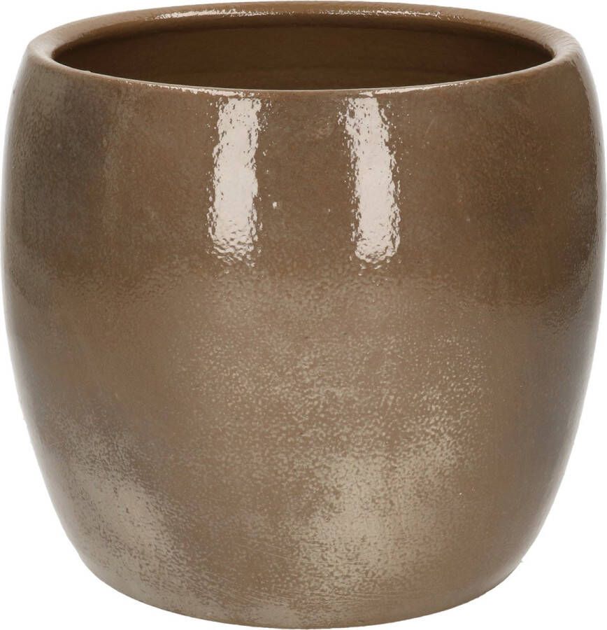 Mica Decorations Bloempot 1x Donker Bruin Keramiek H18 X D20 Cm Plantenpotten