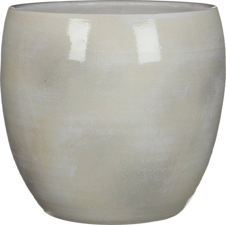 Mica Decorations Bloempot In Het Shiny Lightgrey Stone Keramiek Voor Kamerplant H31 X D33 Cm Plantenpotten