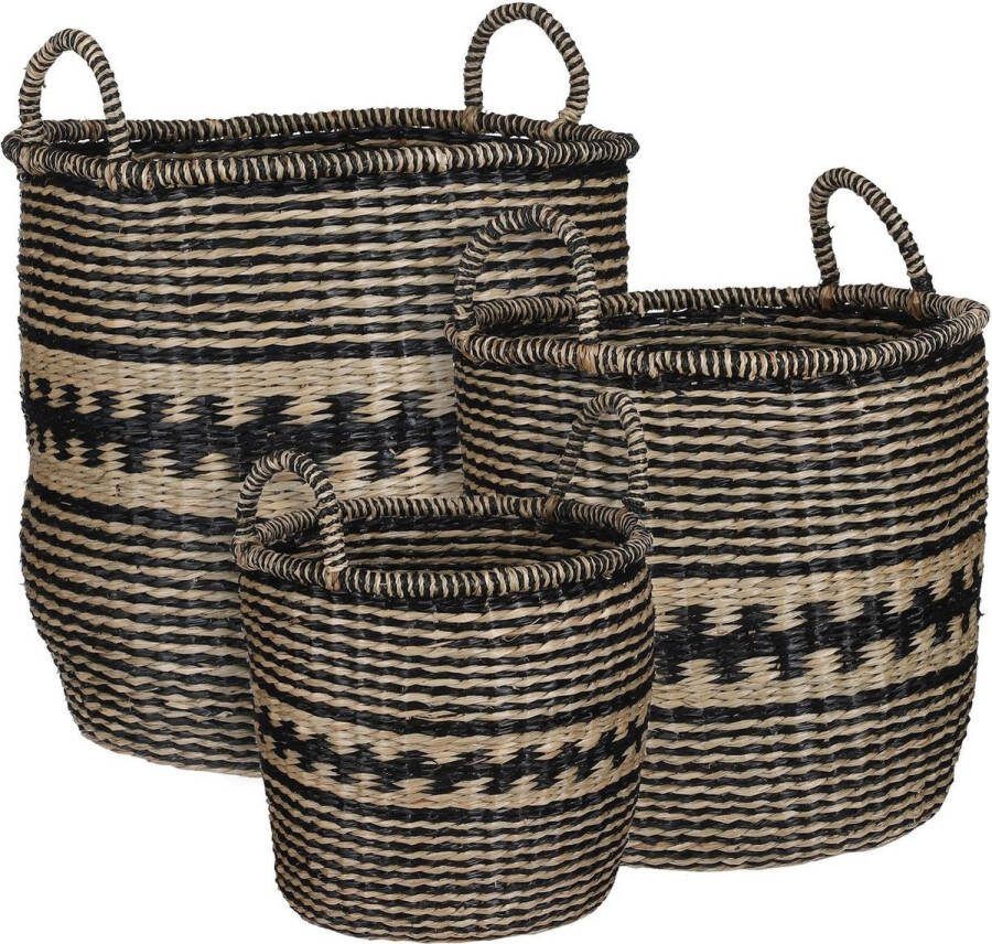 Mica Decorations MAND ROND ZWART SET VAN 3 H40XD40CM