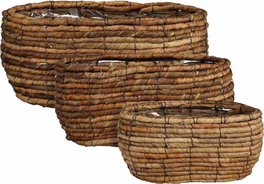 Mica Decorations Mand Santo 39x27x17 cm Zeegras Bruin- Set van 3