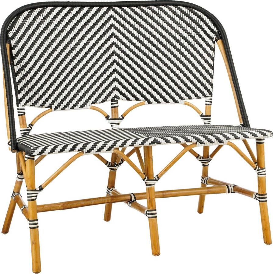 Mica Decorations Mandox Bank voor Buiten L98 x B60 x H93 cm Rotan Zwart Wit