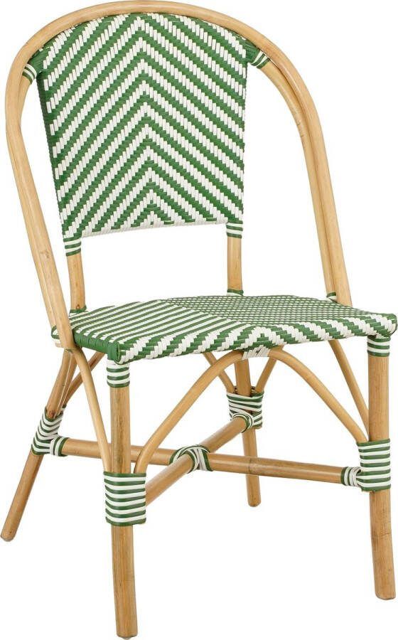 Mica Decorations Mandox Bistrostoel L51 x B57 x H90 cm Rotan Donkergroen Wit