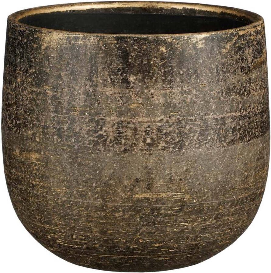 Mica Decorations Bloempot Marcus 21x21x19 Cm Keramiek Brons