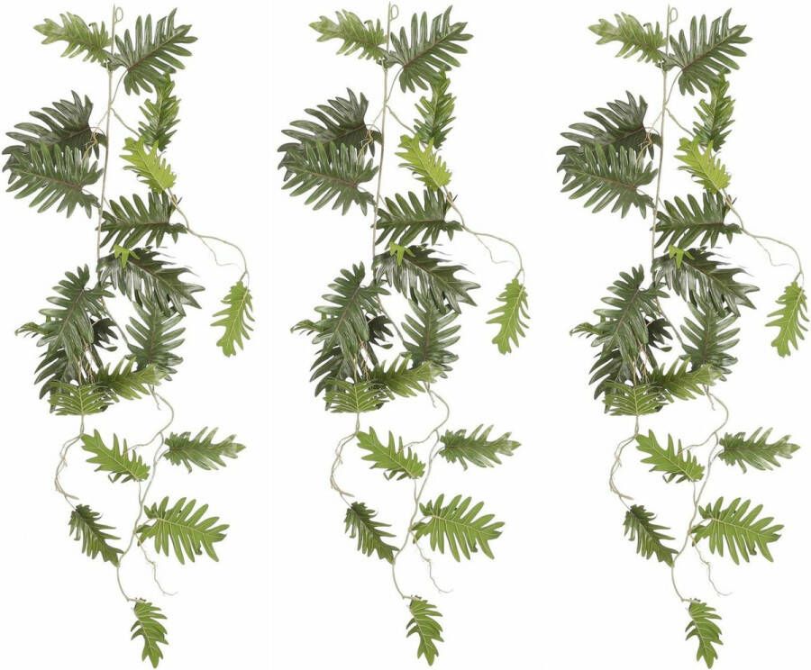 Mica Decorations Mica Decoration kunstplant slinger Philodendron Selloum 3x groen 115 cm Kamerplant snoer