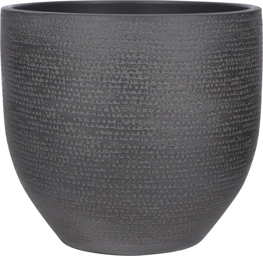 Mica Decorations Plantenpot bloempot Carrie terracotta zwart met flakes patroon D35 H32 cm Plantenpotten