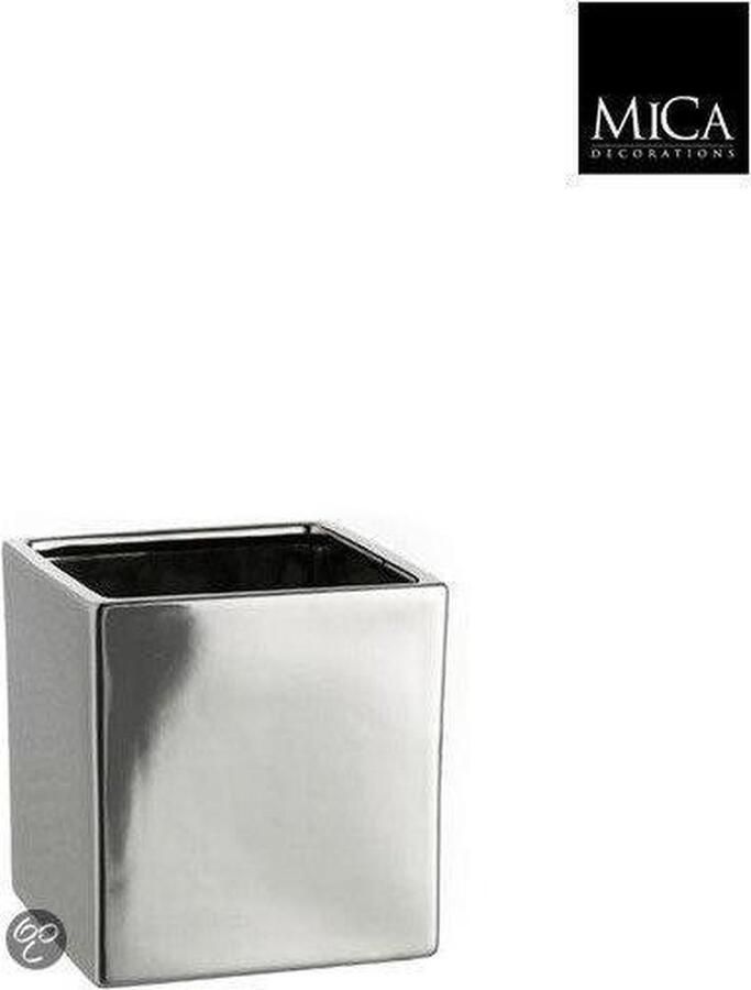 MICA DECORATIONS Chaz Bloempot 14x14x14 Cm Keramiek Zilver