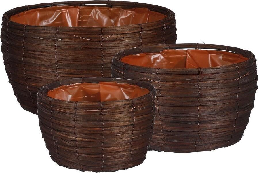 Mica Decorations CLEAVE MAND VOOR PLANTEN SET VAN 3 H16 X Ø31 CM DONKERBRUIN