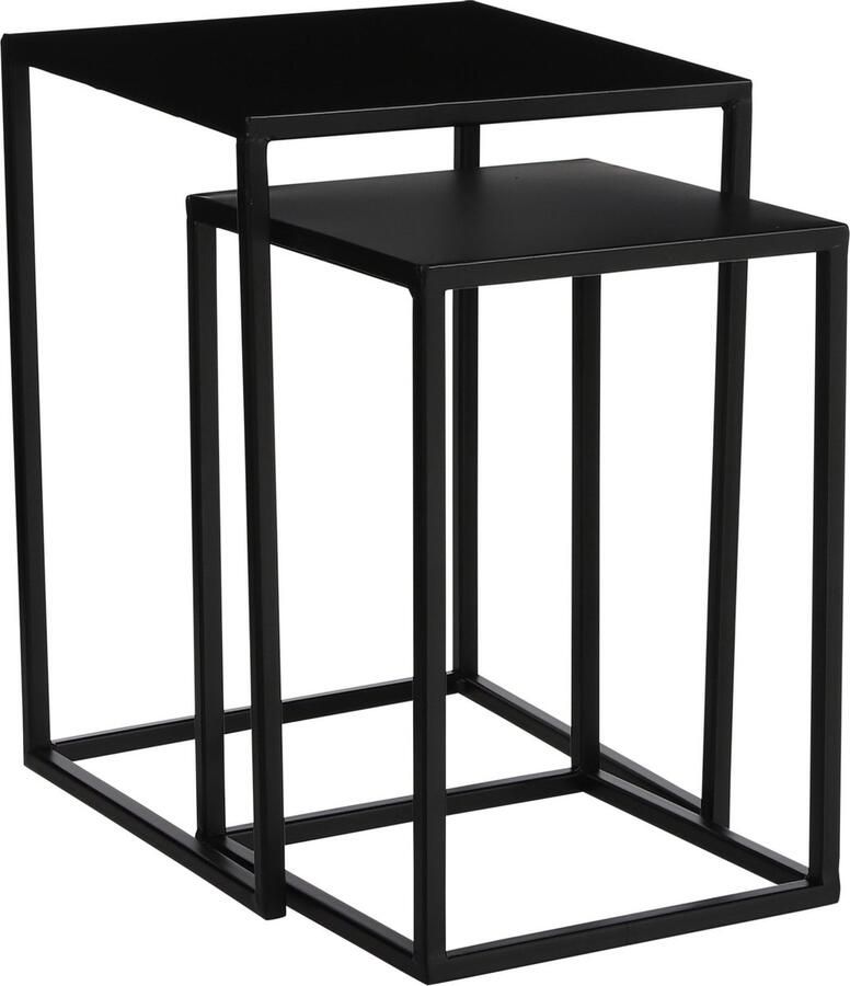 Mica Decorations Goa Bijzettafel Set van 2 L30 x B30 x H42 cm Metaal Zwart