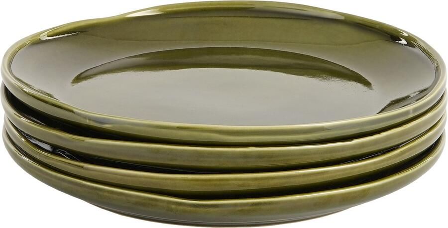 Mica Decorations Rhea Dinerbord Set van 4 Ø27 5 cm Keramiek Groen