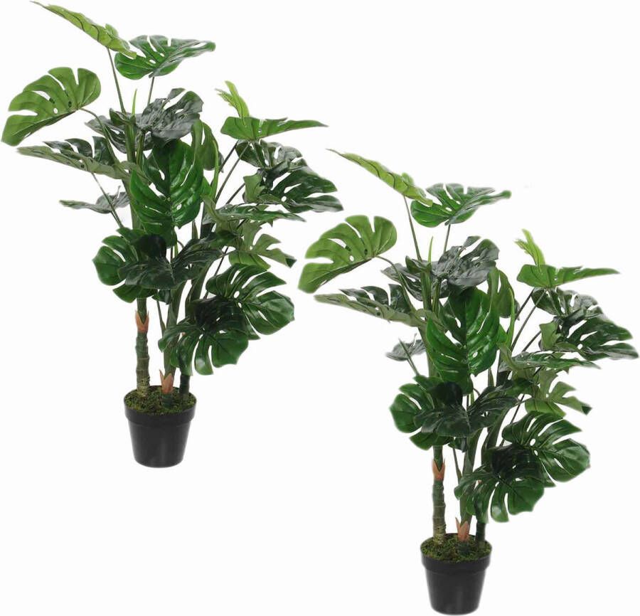 Mica Decorations Monstera Kunstplant in Pot H100 x Ø75 cm Set van 2 GROEN