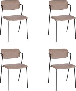 Mica Decorations Nanet Eetkamerstoel Set van 2 Velours Beige