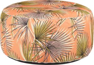 Mica Decorations Nuno Opblaasbare Poef met Palm Bladeren H37 x Ø80 cm Oranje