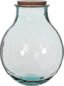 Shoppartners Ronde Vaas Olly 29 X 38 Cm Transparant Gerecycled Glas Met Kurk Deksel Home Deco Vazen Woonaccessoires