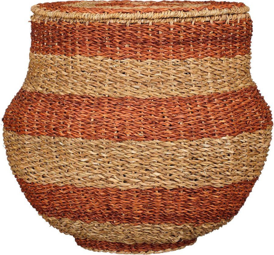 Mica Decorations Tacoma Opbergmand met Deksel H48 x Ø55 cm Jute Oranje