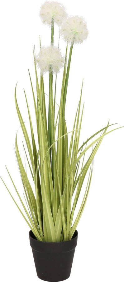Mica Decorations Paardenbloem siergras kunstplant 53 cm in zwarte pot Kunstplanten nepplanten