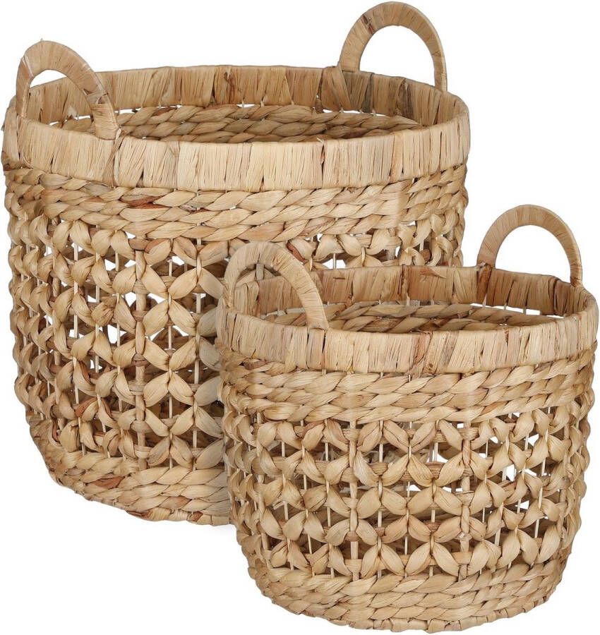 Mica Decorations PADDLE MAND ROND L.BRUIN SET VAN 2 H33XD40CM