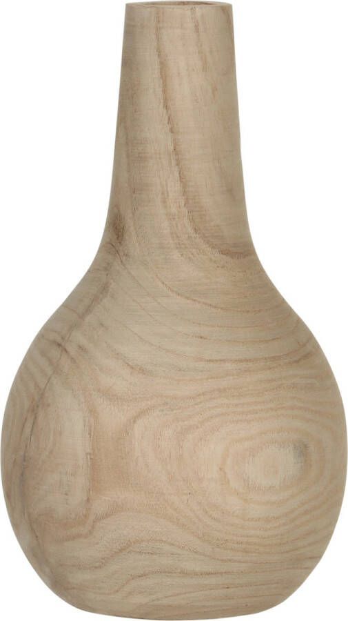 1x Houten vaas vazen bruin 28 x 16 cm rond Bolvormige decoratie vaas van paulownia hout 7 liter woondecoratie woonaccessoires