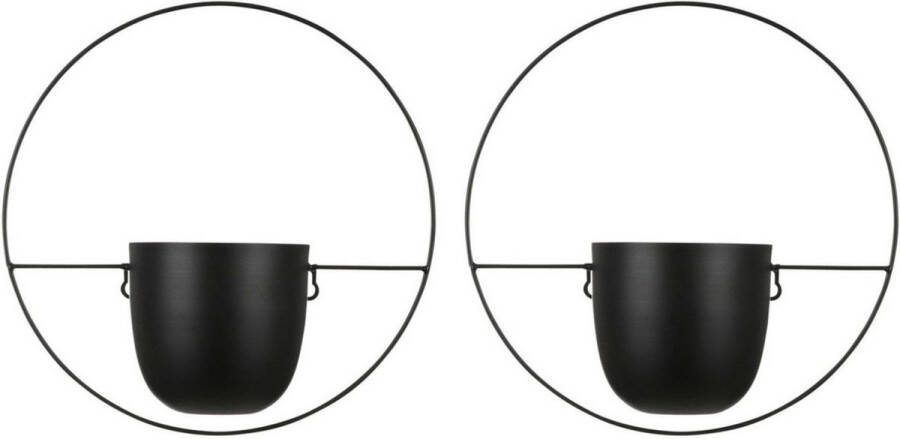 Mica Decorations Plantenpot 2x IJzer industrieel zwart L34 x W14 x H34 cm Bloempot