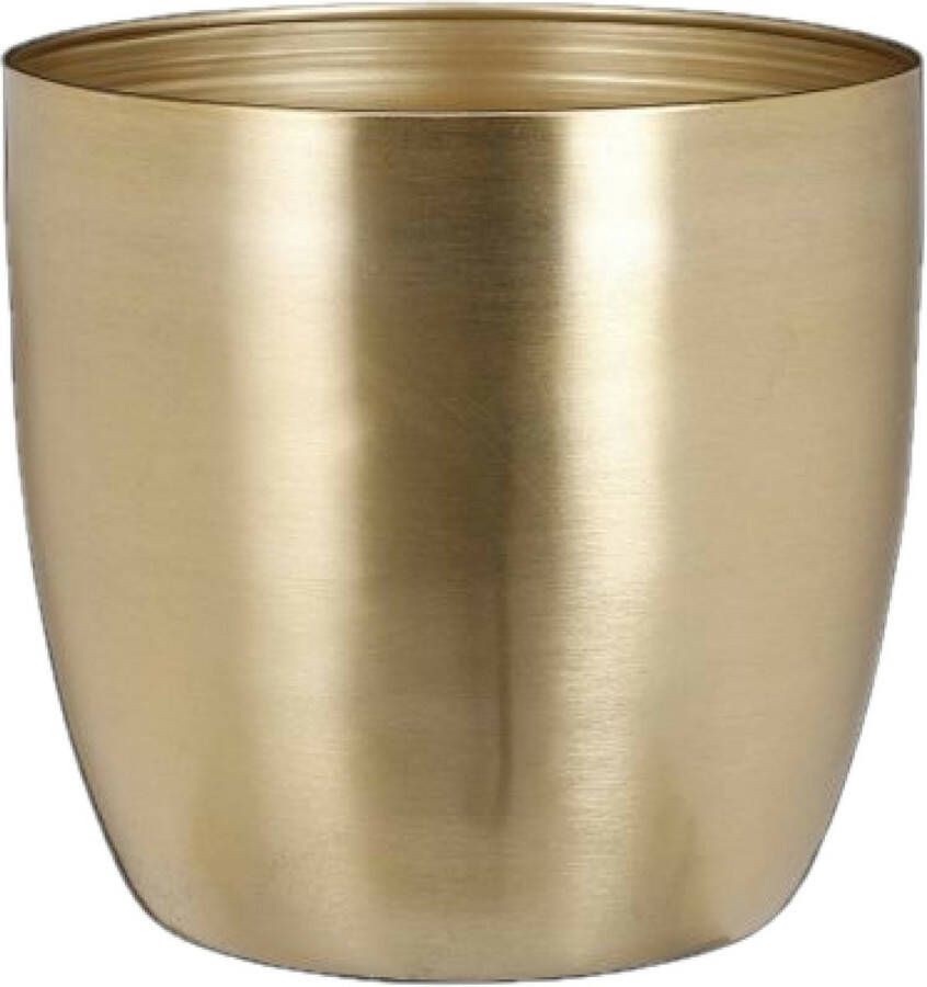Mica Decorations Plantenpot bloempot van metaal in het goud D20 en H19 cm Plantenpotten