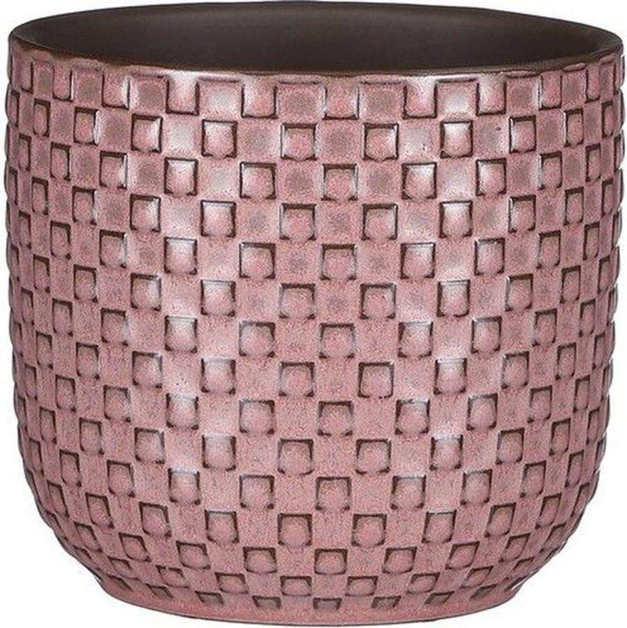 Mica Decorations Plantenpot bloempot Keramiek Roze Stijlvol Patroon D12 En H11 Cm Plantenpotten