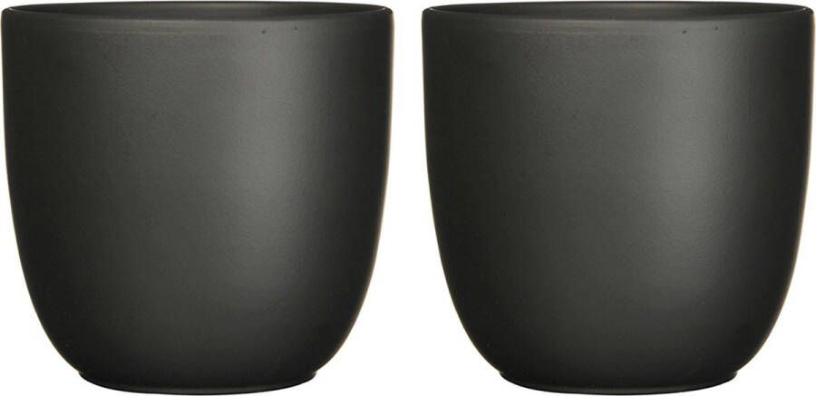 Mica Decorations Plantenpot Tusca 2x zwart D31 H28 cm keramiek