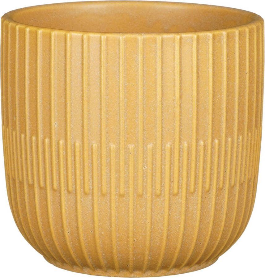 Mica Decorations Plantenpot bloempot keramiek okergeel D14 H13 cm