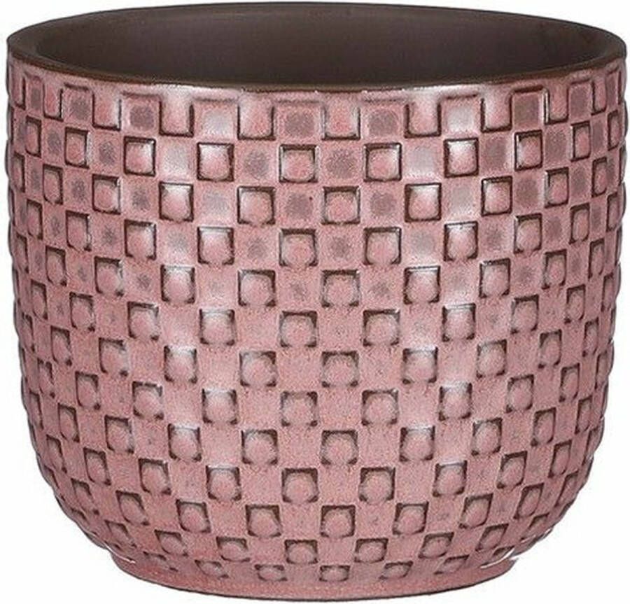 Mica Decorations Plantenpot bloempot Keramiek Roze Stijlvol Patroon D11 En H9 Cm Plantenpotten