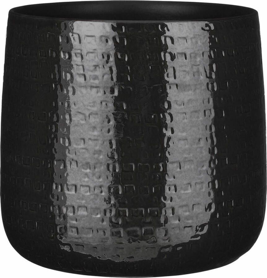 Mica Decorations Floyd Ronde Bloempot H30 x Ø32cm Keramiek Zwart