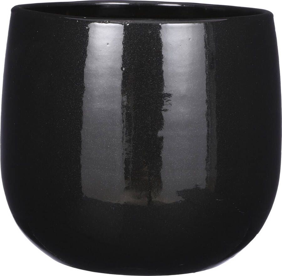 Mica Decorations Plantenpot bloempot keramiek zwart speels licht gevlekt patroon D29 H25 cm Plantenpotten