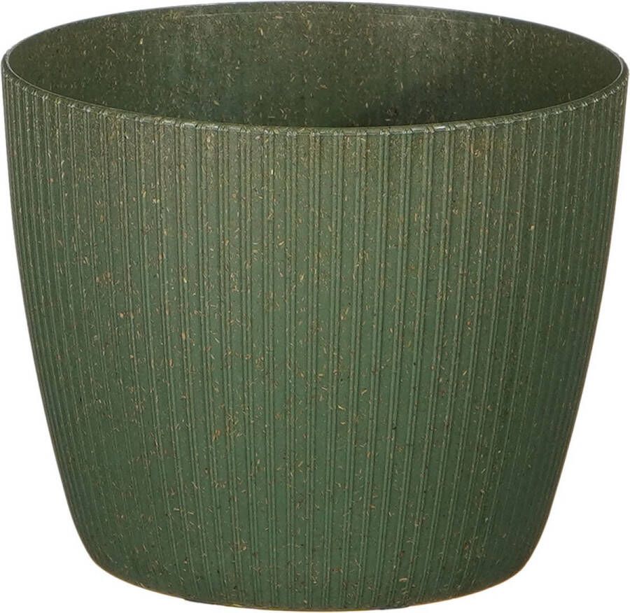 Mica Decorations Plantenpot bloempot kunststof donkergroen ribbels- D14 H14 cm