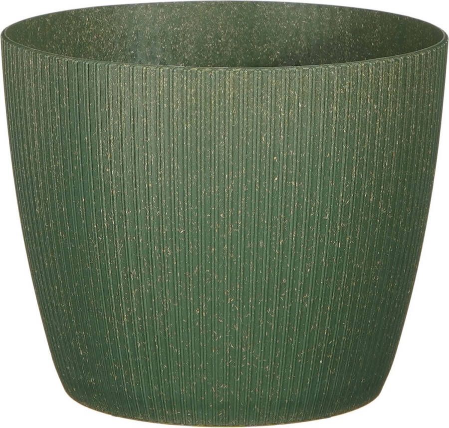 Mica Decorations Plantenpot bloempot kunststof donkergroen ribbels- D17 5 H15 cm