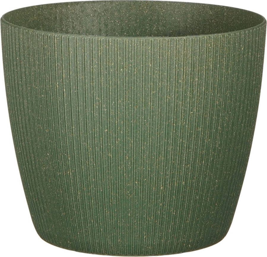 Mica Decorations Plantenpot bloempot kunststof donkergroen ribbels- D22 H22 cm