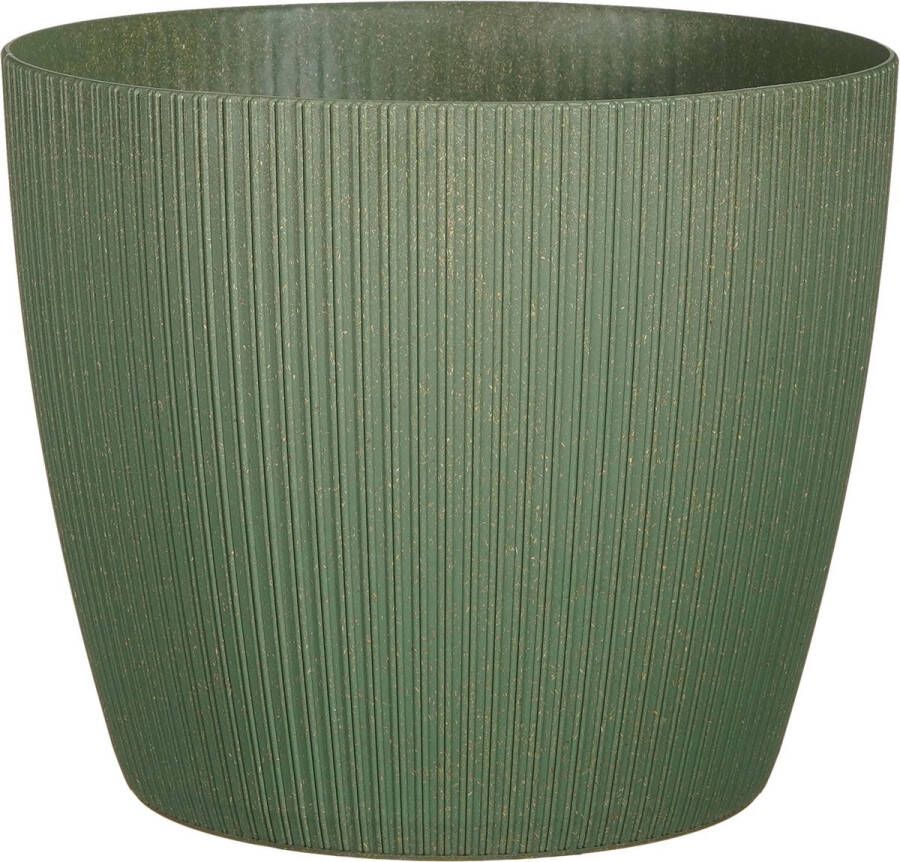 Mica Decorations Plantenpot bloempot kunststof donkergroen ribbels- D25 H21 5 cm