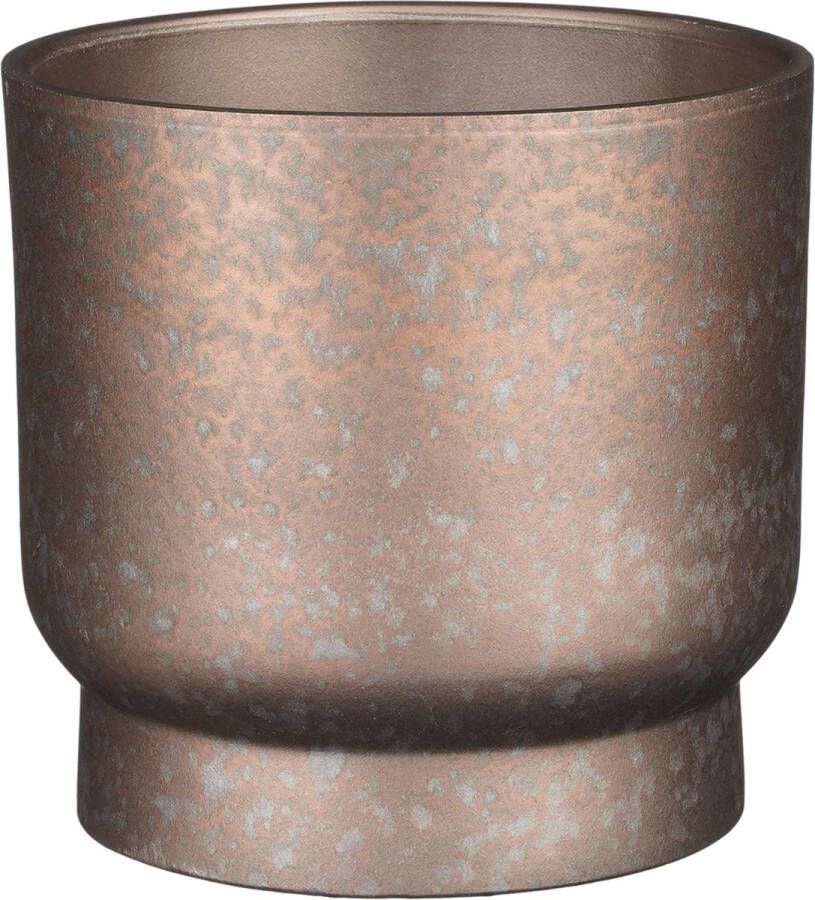 Mica Decorations Plantenpot bloempot Sintra terracotta koper met flakes patroon D22 H20 cm Plantenpotten