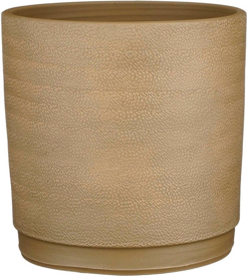 Mica Decorations Plantenpot bloempot terracotta taupe beige met modern patroon D32 H31 cm Plantenpotten