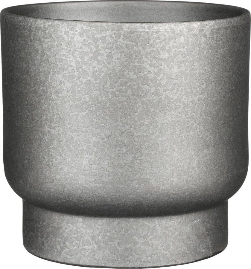 Mica Decorations Plantenpot bloempot Sintra terracotta zilver met flakes patroon D26 H23 cm Plantenpotten