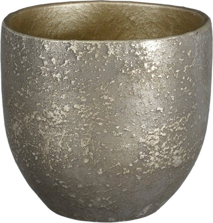 Mica Decorations Plantenpot bloempot Carrie terracotta zwart met flakes patroon D16 H14 cm Plantenpotten