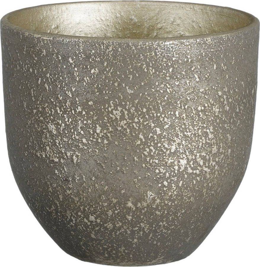 Mica Decorations Plantenpot bloempot Carrie terracotta zwart met flakes patroon D20 H18 cm Plantenpotten