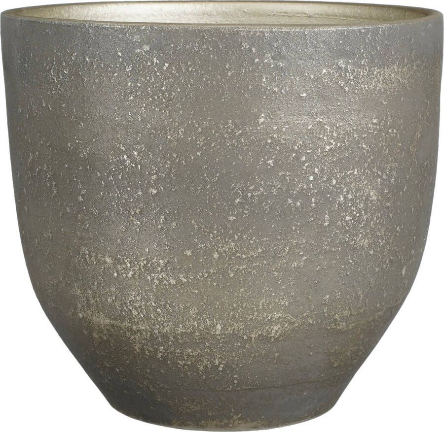 Mica Decorations Plantenpot bloempot terracotta zwart goud flakes relief- D35 H32 cm