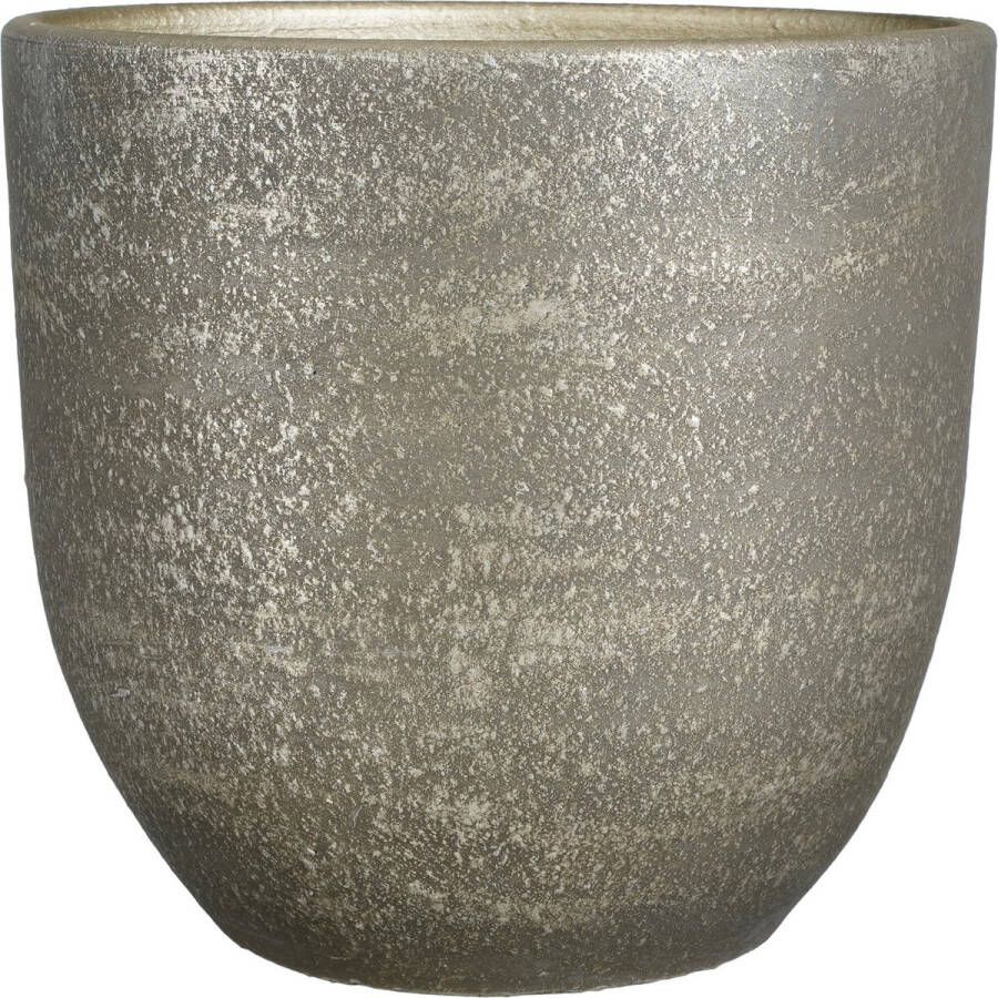 Mica Decorations Plantenpot bloempot terracotta zwart goud flakes relief- D39 H36 cm