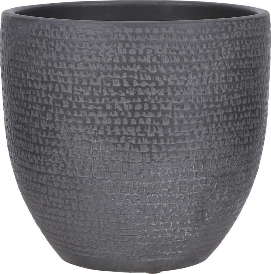 Mica Decorations Plantenpot bloempot Carrie terracotta zwart met flakes patroon D24 H22 cm Plantenpotten